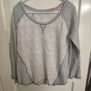 Maurices Gray Floral Lace Overlay Pullover Sweatshirt Top Womens M